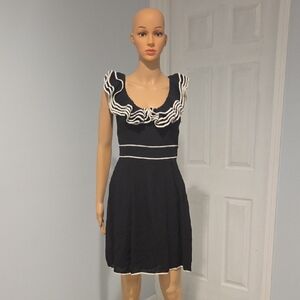 Kate Spade Black and White Scoop Neck Mini Sundress